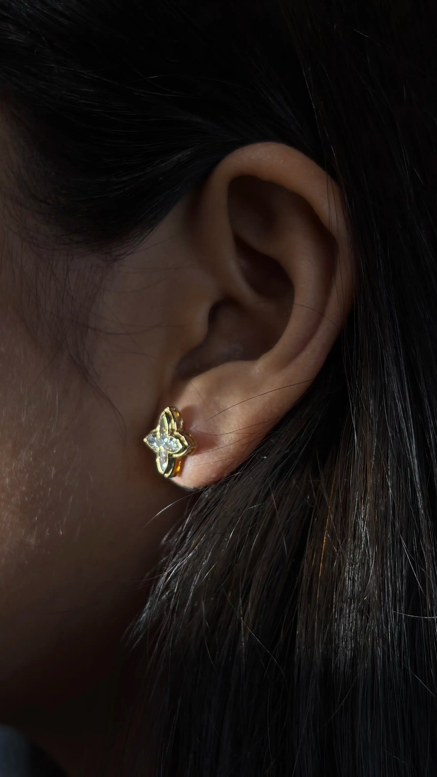 Marquise Diamond Clover Stud Earrings