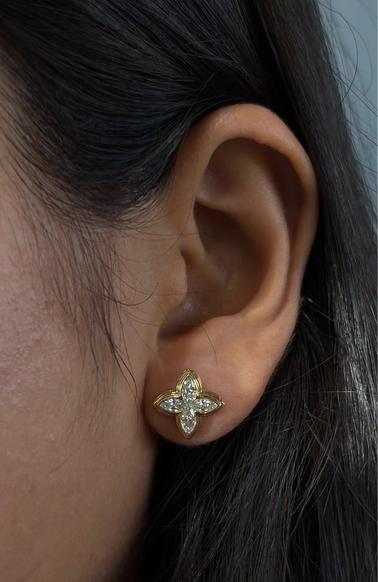 Marquise Diamond Clover Stud Earrings