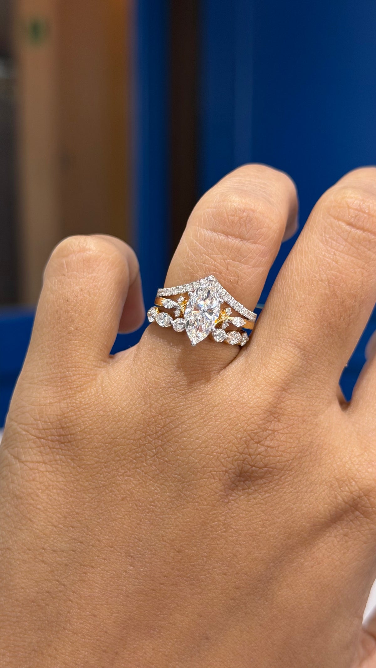Dual Marquise Stack Engagement Ring