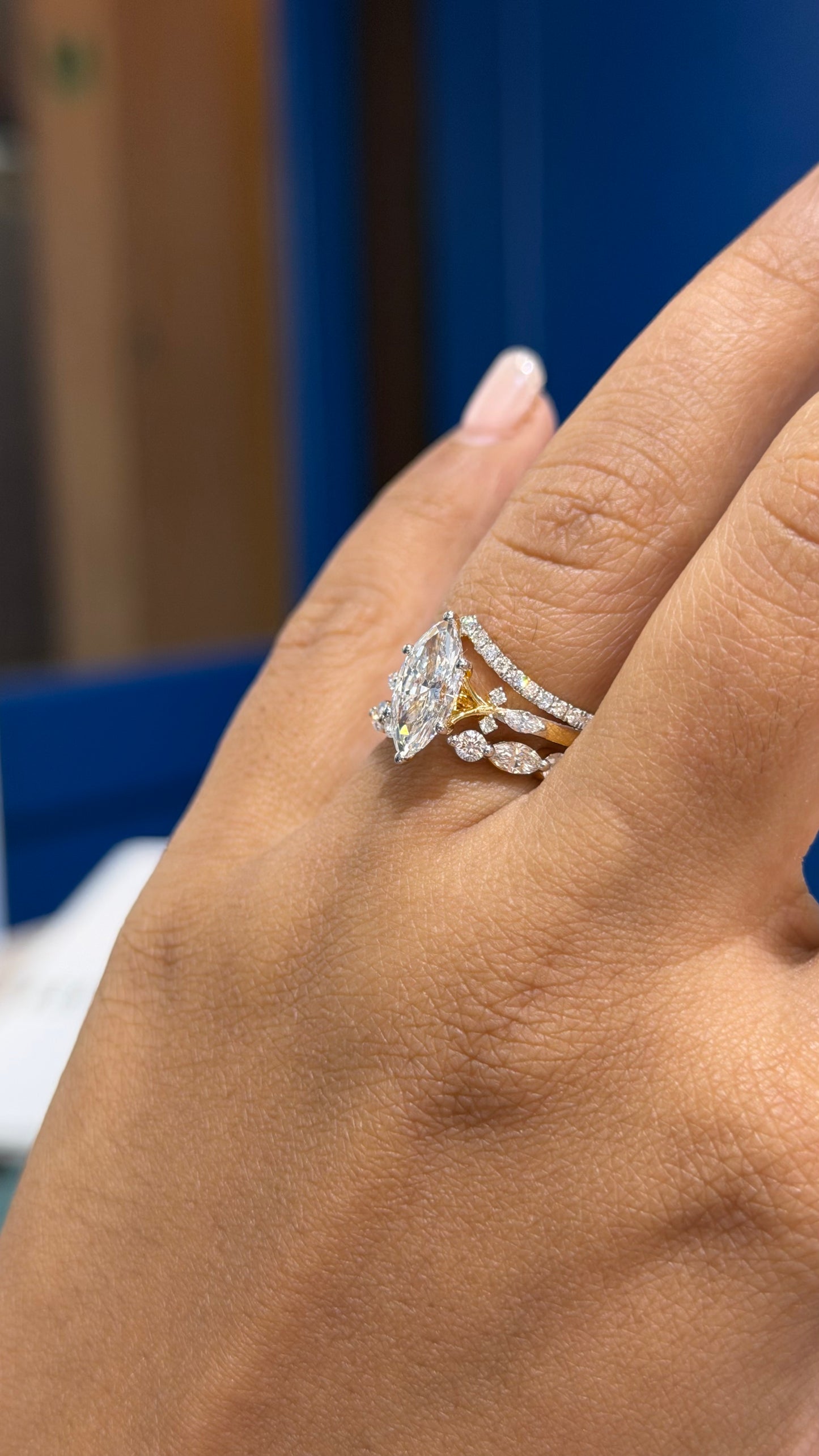 Dual Marquise Stack Engagement Ring