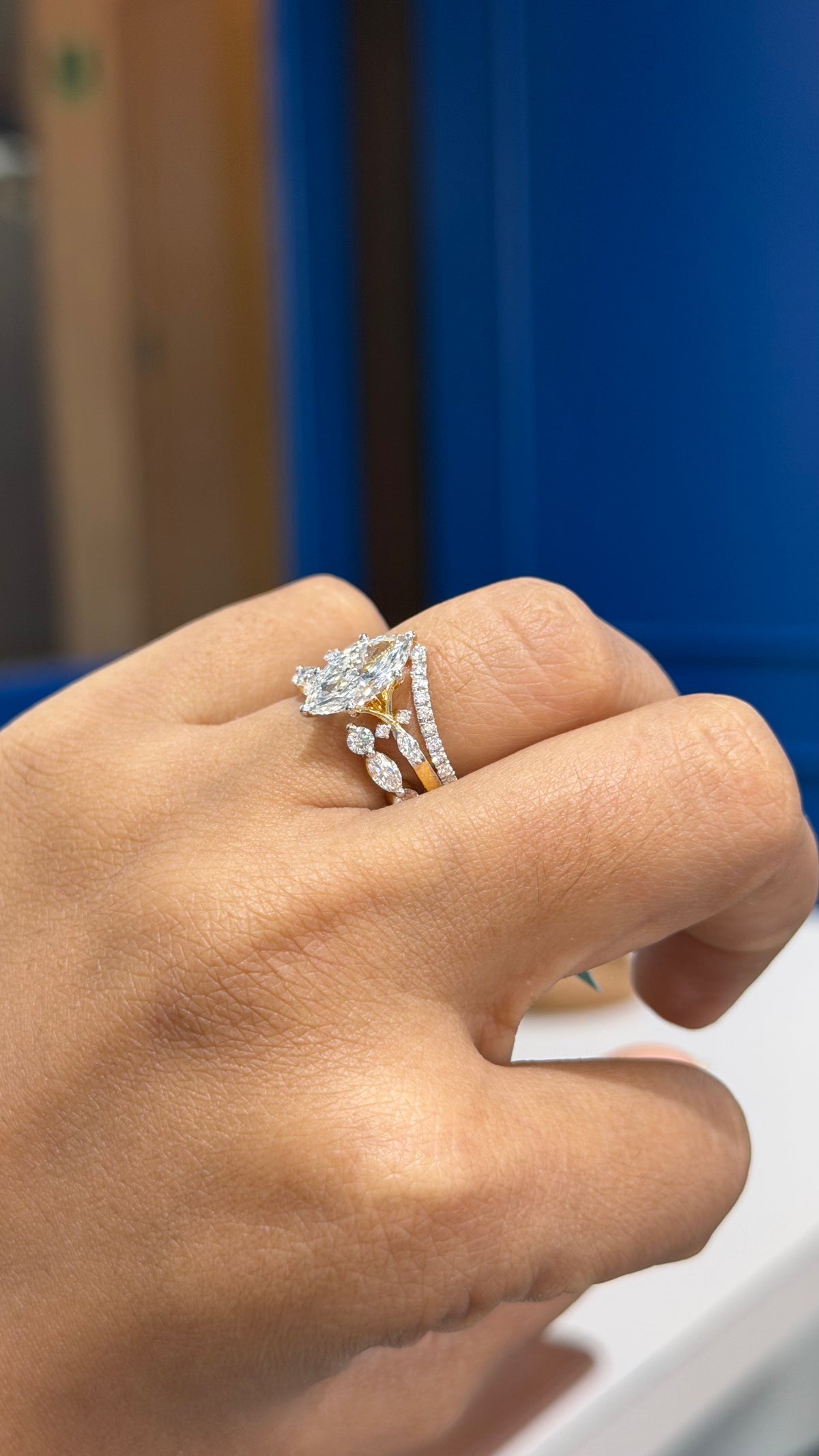 Open Marquise & Round Stack Ring