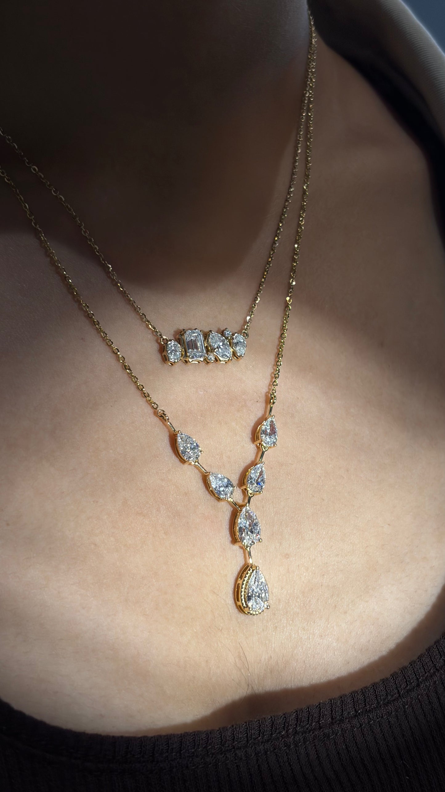 Lab grown diamond gold necklace for women bridal