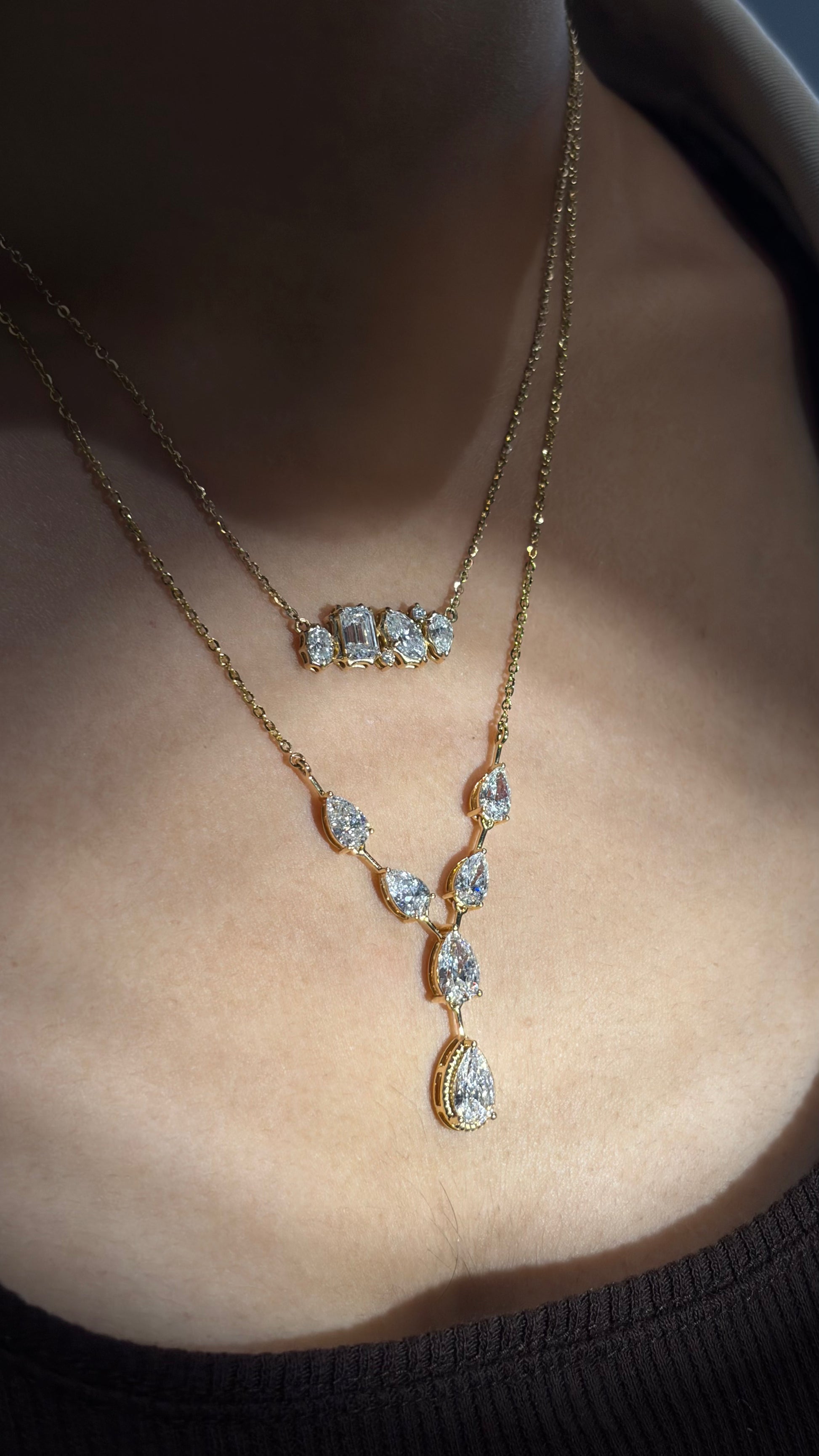 Lab grown diamond gold necklace for women bridal