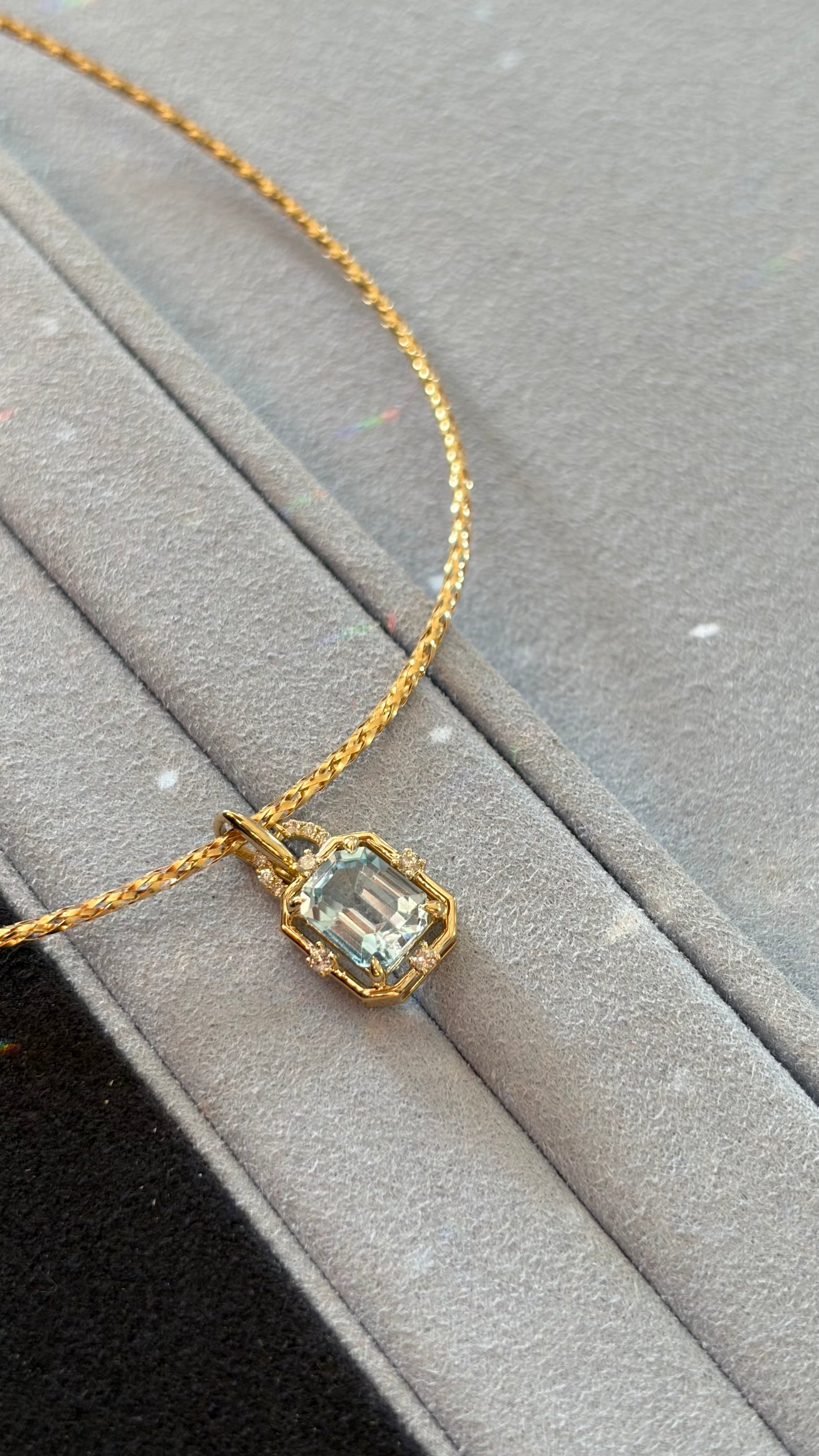 Natural diamond topaz gold pendant necklace for women