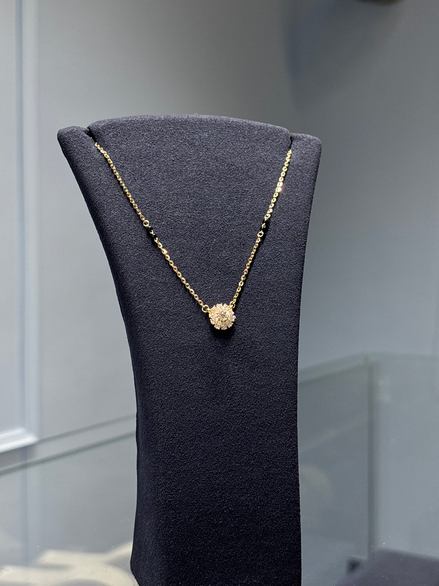 Surya Diamond Mangalsutra - Gold Cluster Pendant Chain | Traditional Indian Jewelry