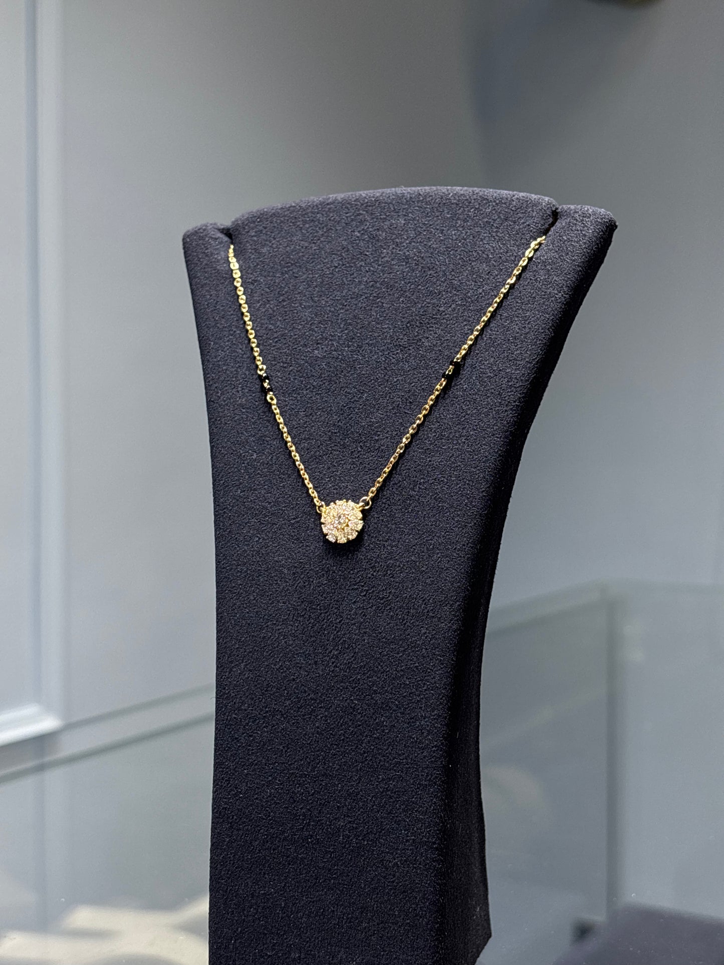 Surya Diamond Mangalsutra - Gold Cluster Pendant Chain | Traditional Indian Jewelry