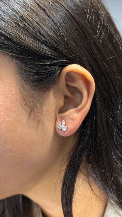 Diamond gold earrings for women bridal