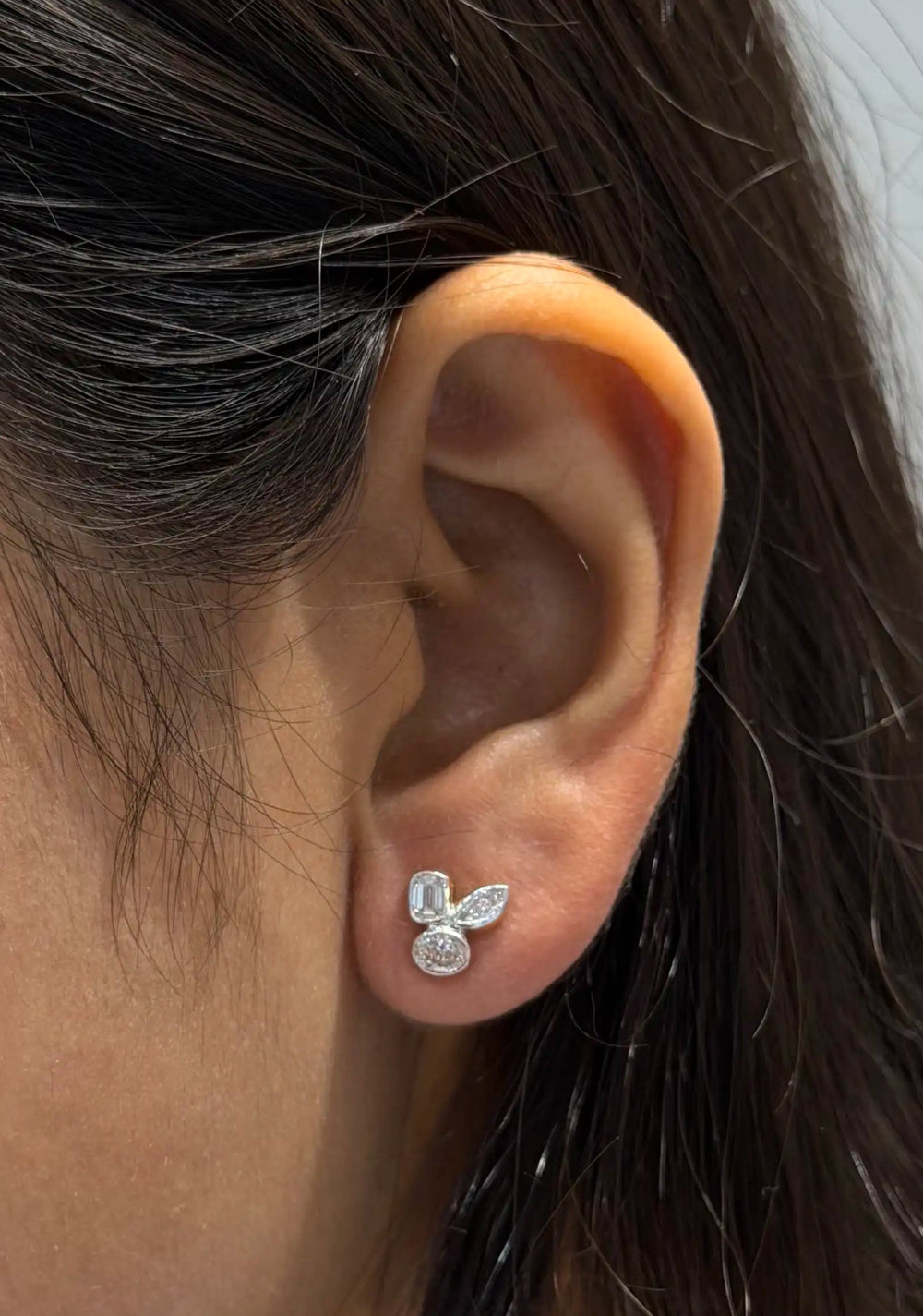 Multi-Shape Diamond Cluster Stud Earrings | Lab-Grown Diamond