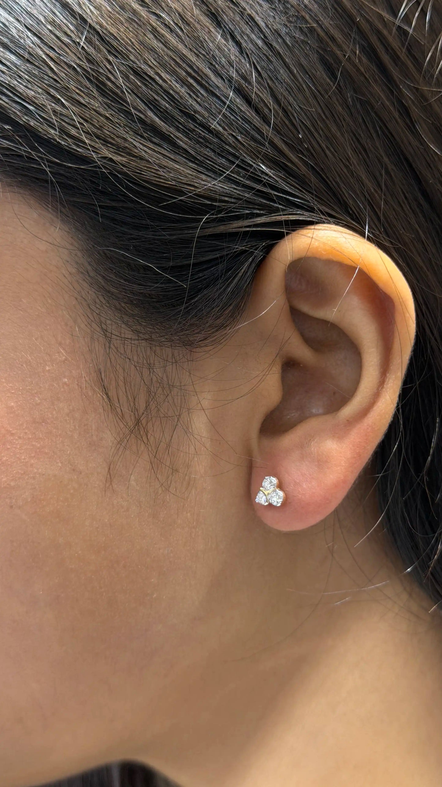 Round Diamond Cluster Stud Earrings