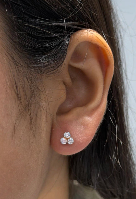Round Diamond Cluster Stud Earrings