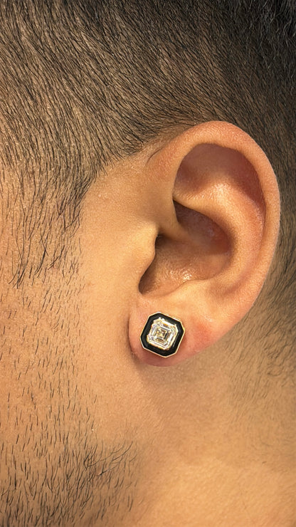 Noir Studs 14K Gold Lab-Grown Diamond Men’s Earrings – Minimalist Luxury Studs