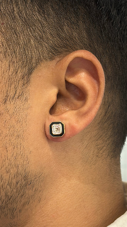Noir Studs 14K Gold Lab-Grown Diamond Men’s Earrings – Minimalist Luxury Studs