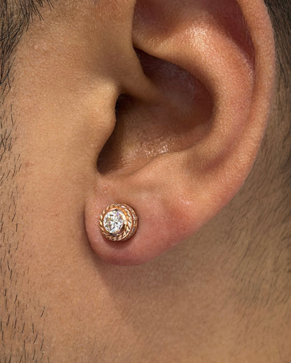 Zen Mens Studs - 14K Rose Gold Lab-Grown Diamond Earrings | TINCH JEWELS