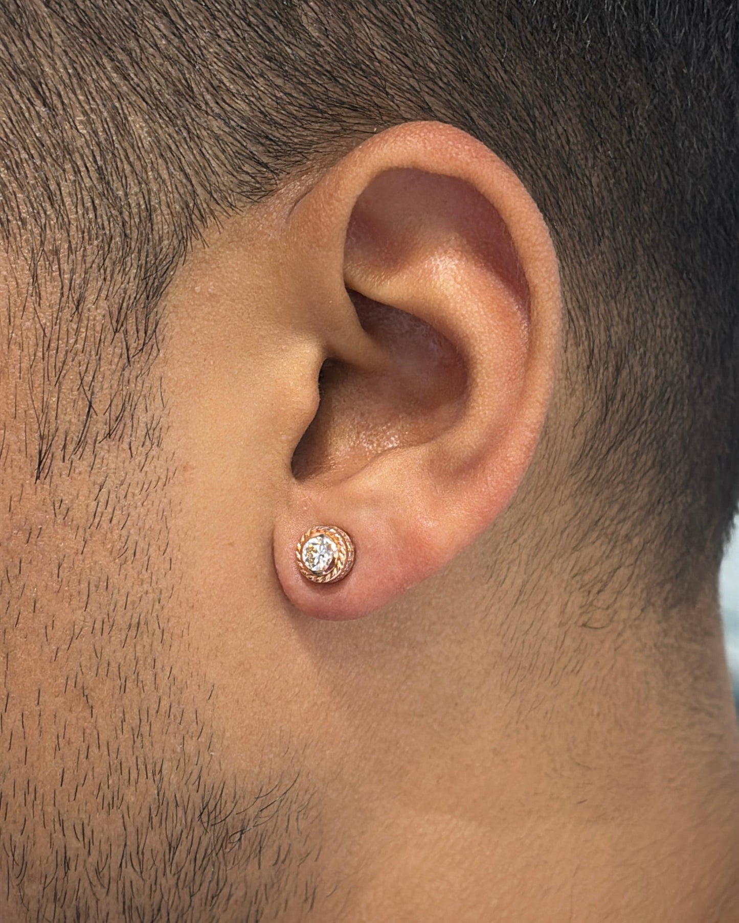 Zen Mens Studs - 14K Rose Gold Lab-Grown Diamond Earrings | TINCH JEWELS