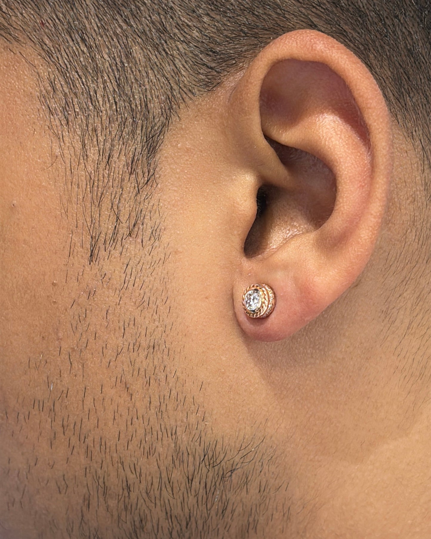 Zen Mens Studs - 14K Rose Gold Lab-Grown Diamond Earrings | TINCH JEWELS