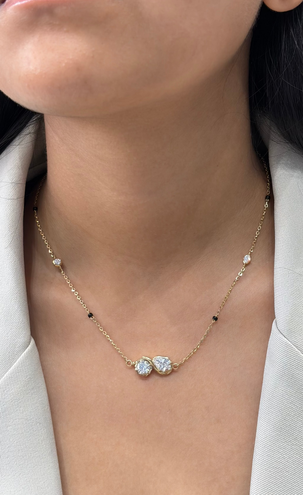 Ardhya Wave Toi Et Moi Round Pear Mangalsutra | Lab-Grown Diamond