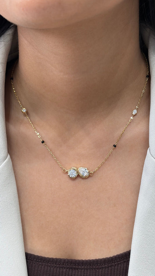 Ardhya Wave Toi Et Moi Round Pear Mangalsutra in Lab Grown Diamond