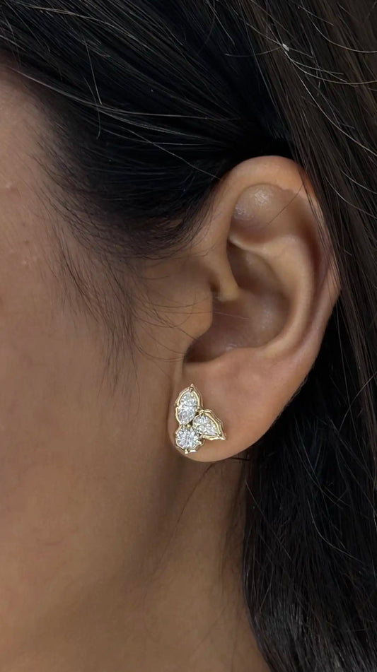 Ardhya Multi Shape Diamond Stud Earrings in Crown Setting