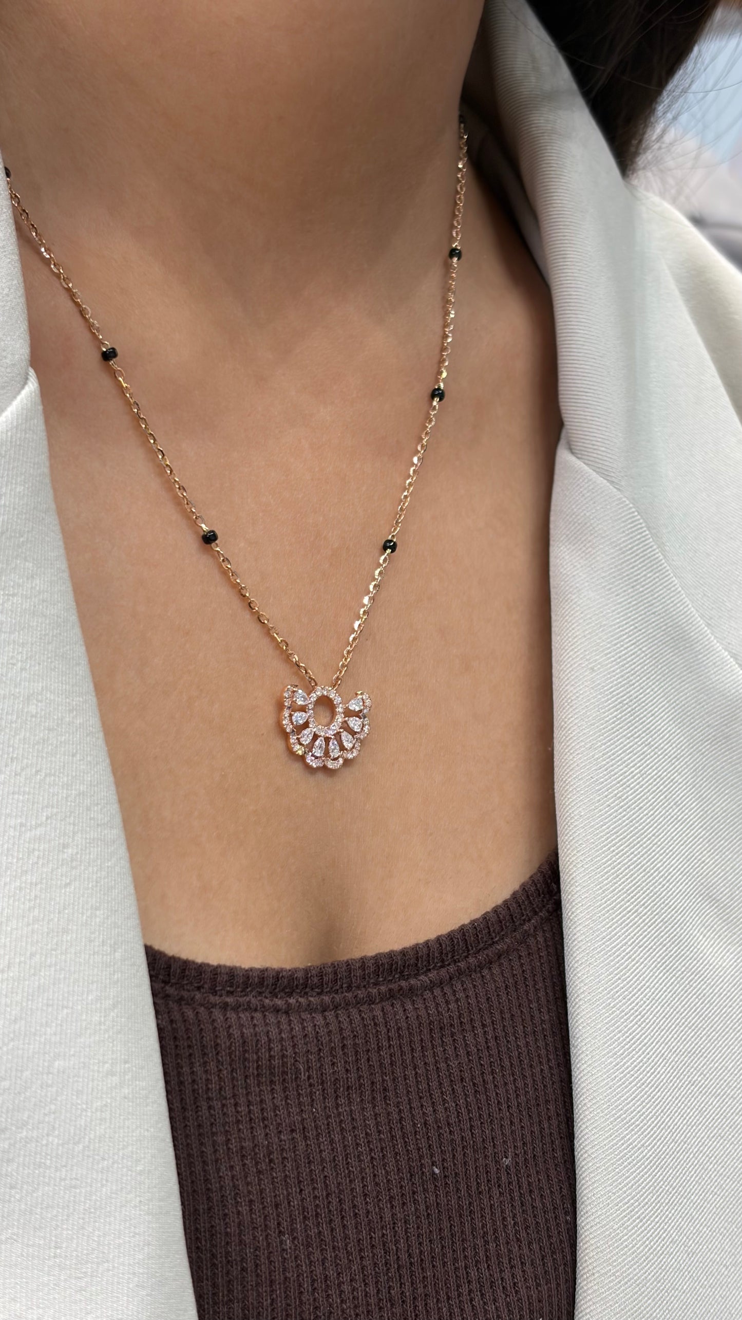 Peacock Pear Mangalsutra in Lab Grown Diamond