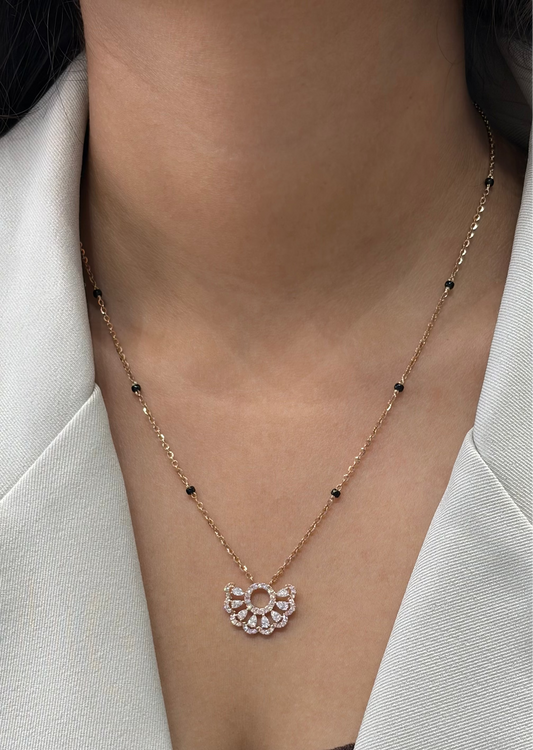 Peacock Pear Lab-Grown Diamond Mangalsutra, IGI-Certified, 14K 18K Gold, front view