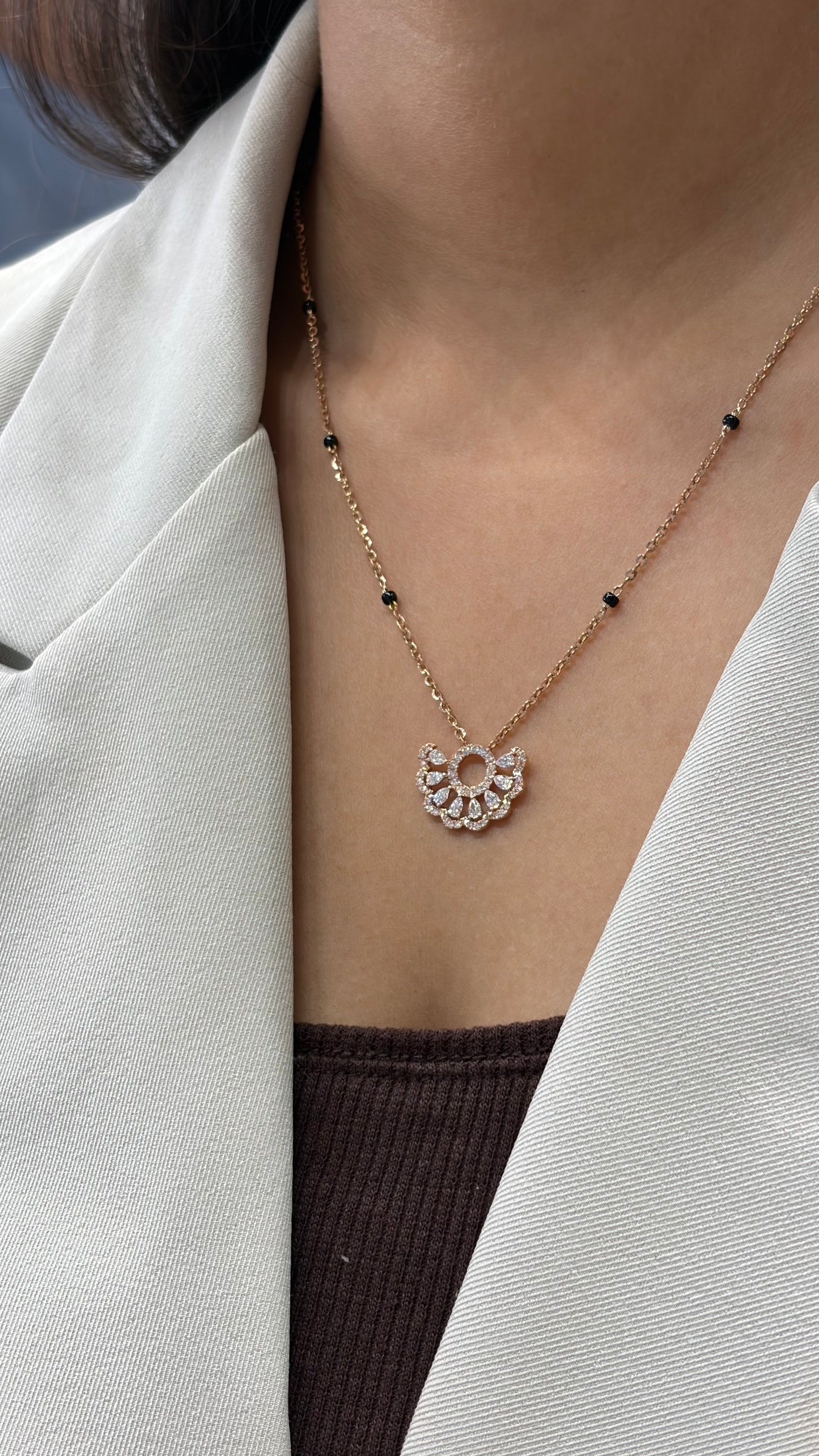 Peacock Pear Mangalsutra in Lab Grown Diamond
