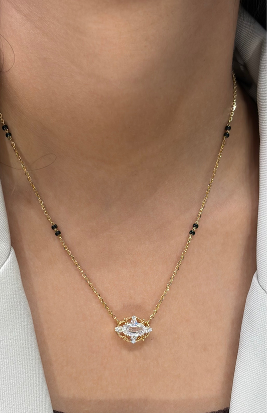 Chandani Step Cut Moval Mangalsutra in Lab Grown Diamond