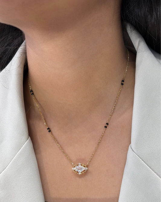 Chandani Step Cut Moval Lab-Grown Diamond Mangalsutra, IGI-Certified, 14K 18K Gold, front view