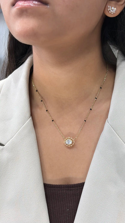 Lab grown diamond gold mangalsutra design for women