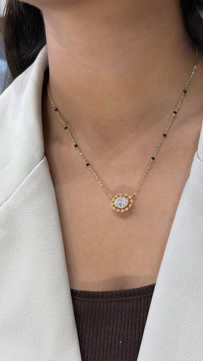 Lab grown diamond gold mangalsutra design for women