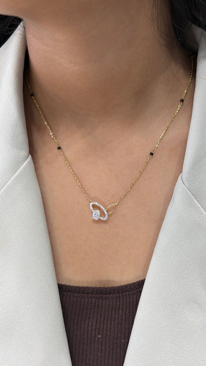 Lab grown diamond gold mangalsutra design for women