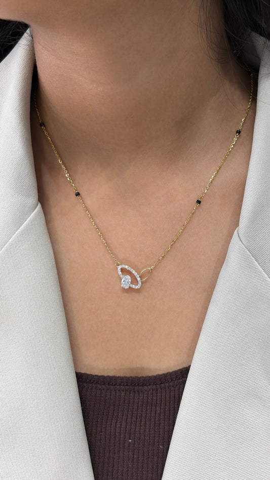 Aarika Oval Flexible Lab-Grown Diamond Mangalsutra, IGI-Certified, 14K 18K Gold, front view