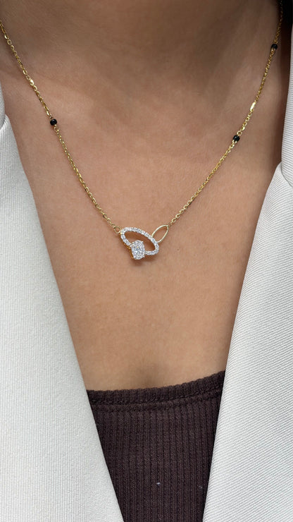 Lab grown diamond gold mangalsutra design for women