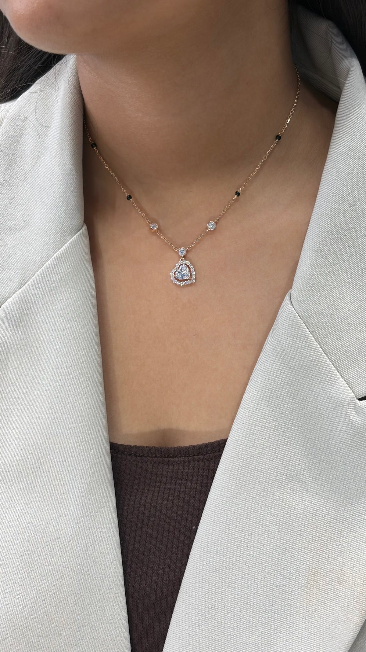 Dangling Heart of Vows Mangalsutra, IGI-Certified, alternate angle