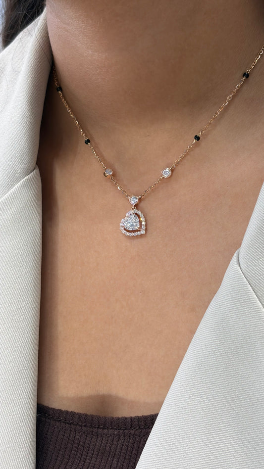Dangling Heart of Vows Halo Mangalsutra in Lab Grown Diamond