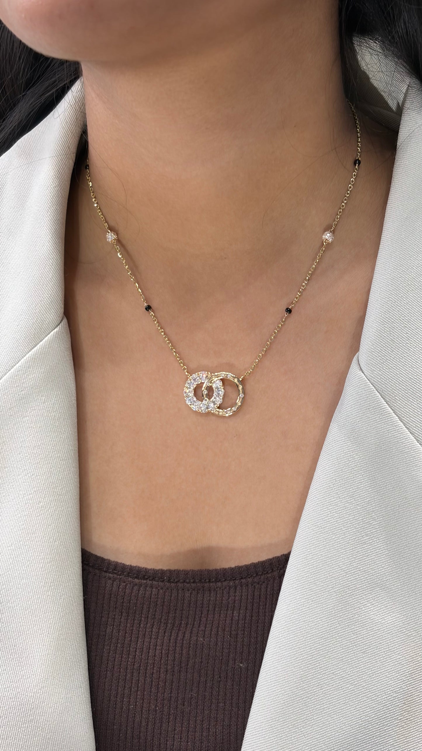 Infinity Eternity Oval & Star Galaxy Ring Mangalsutra in Lab Grown Diamond