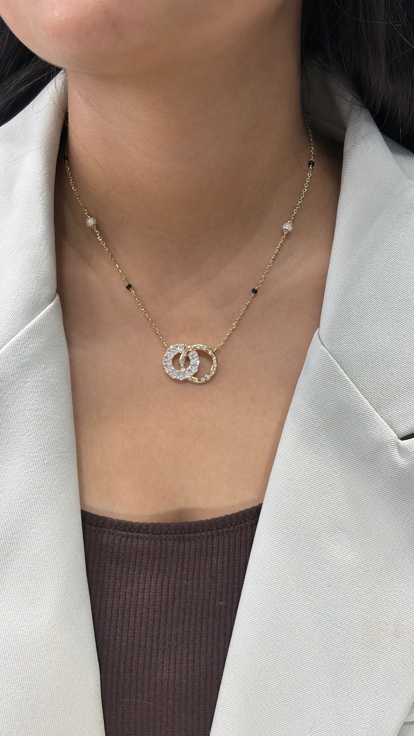 Infinity Eternity Oval & Star Galaxy Ring Mangalsutra in Lab Grown Diamond
