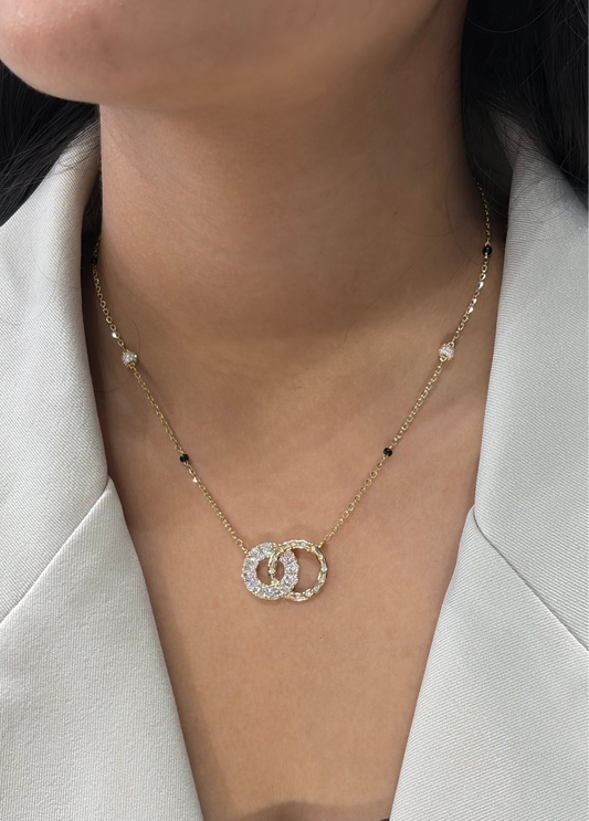 Infinity Eternity Oval and Star Galaxy Lab-Grown Diamond Mangalsutra, IGI-Certified, 14K 18K Gold, front view