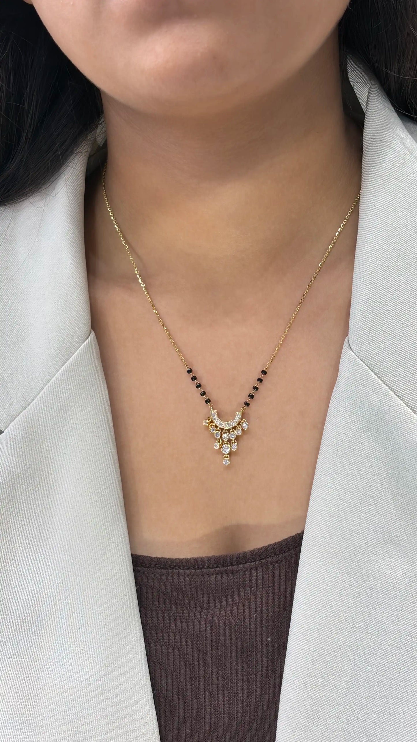 Svara Crescent Drop Mangalsutra in Lab Grown Diamond