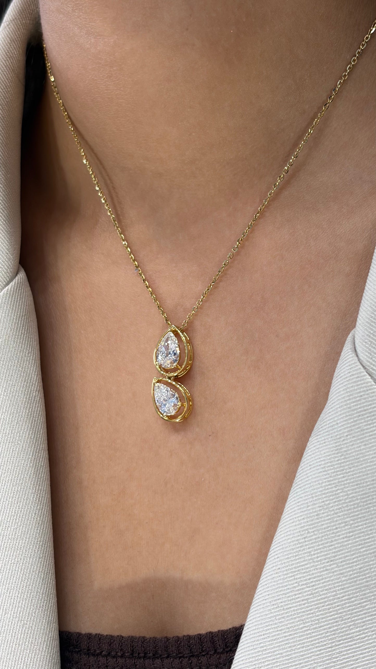 Lab grown diamond gold necklace for women bridal