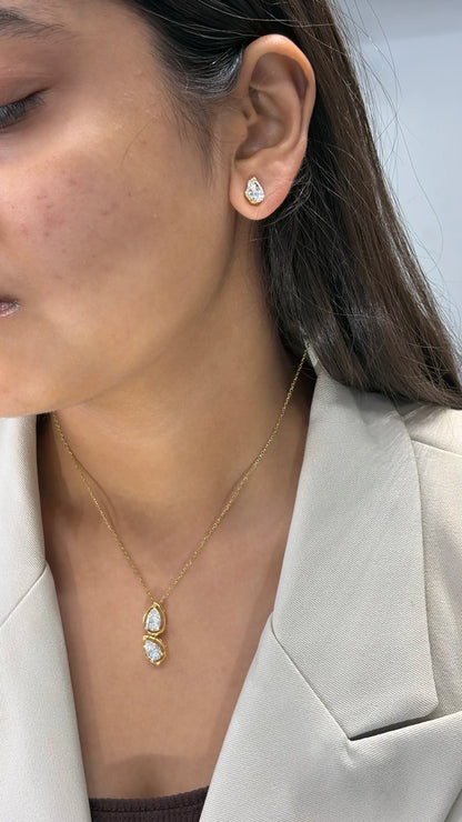 Diamond gold earrings for women bridal