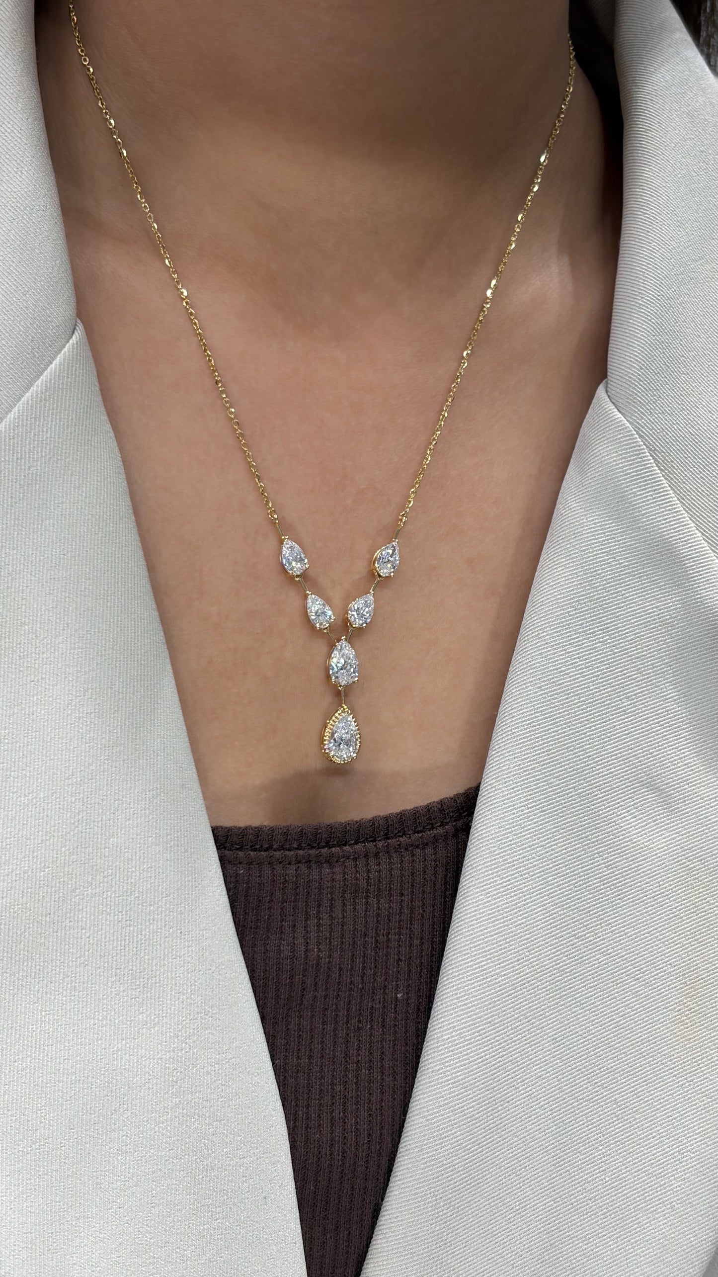 Lab grown diamond gold necklace for women bridal