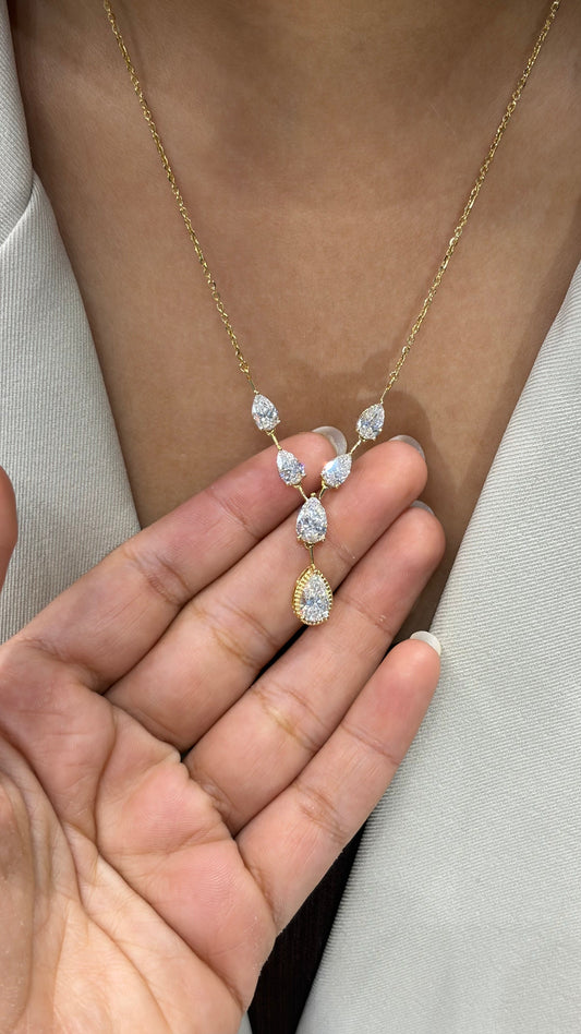 Pear Drop Solitaire Lab-Grown Diamond Necklace, IGI-Certified, 14K 18K Gold, front view
