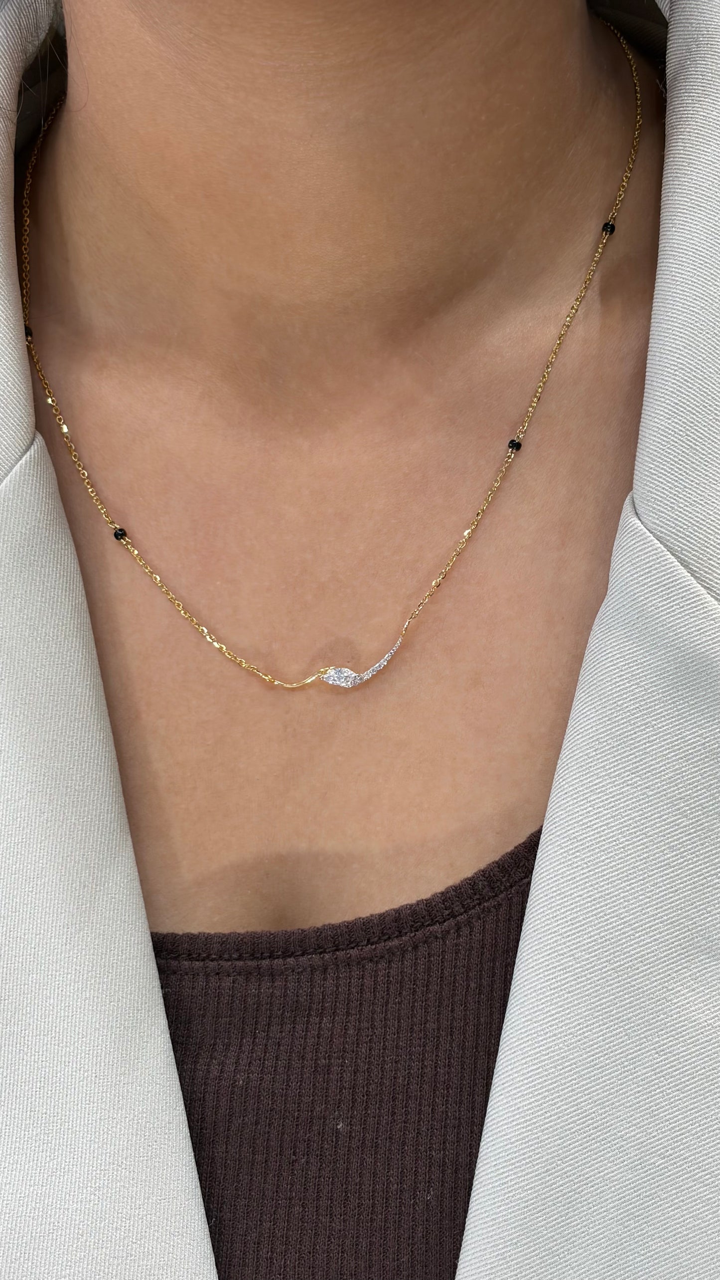 Riva Wave Diamond Mangalsutra in Lab Grown Diamond