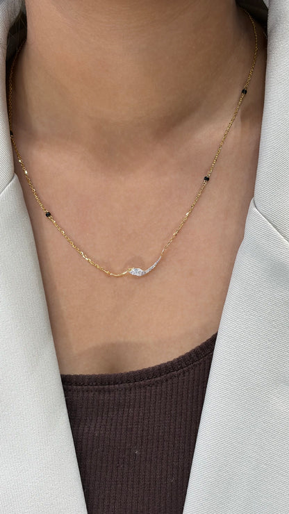 Lab grown diamond gold mangalsutra design for women