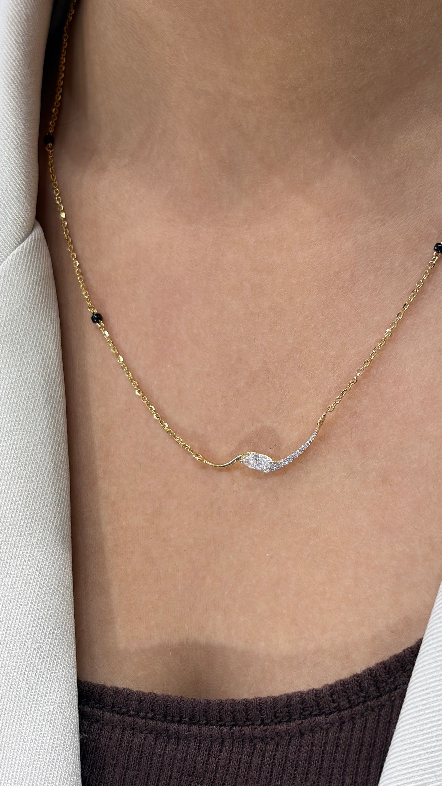 Riva Wave Diamond Mangalsutra in Lab Grown Diamond