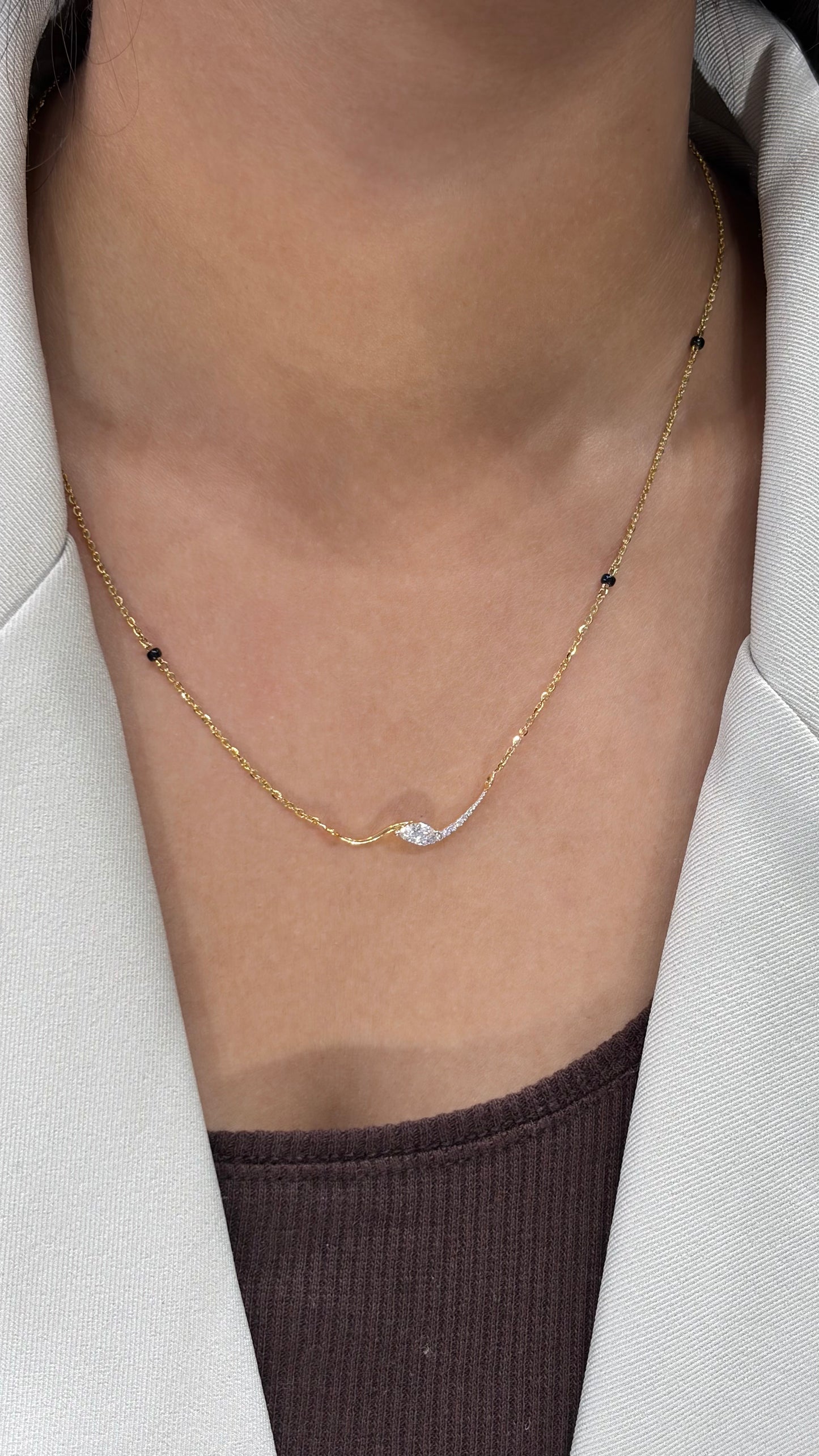 Riva Wave Diamond Mangalsutra in Lab Grown Diamond