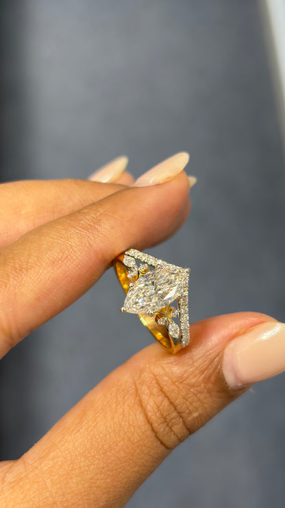 Dual Marquise Stack Engagement Ring