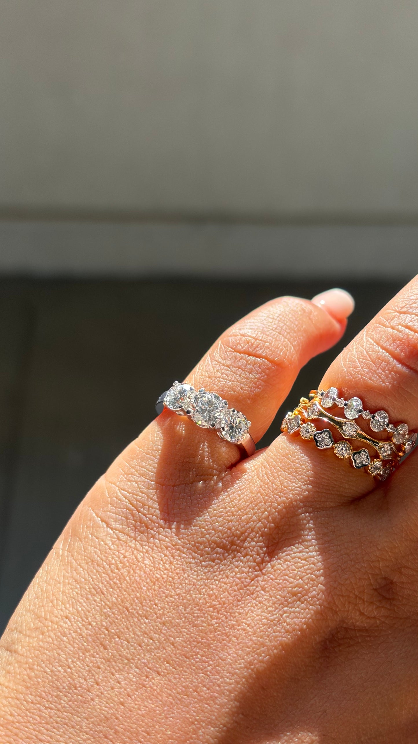 Three Stone Round Solitaire Ring