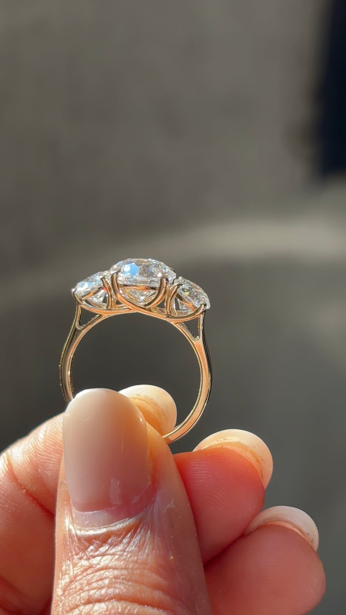 Trinity Basket Round Solitaire Lab-Grown Diamond Ring, IGI-Certified, 14K 18K Gold, front view