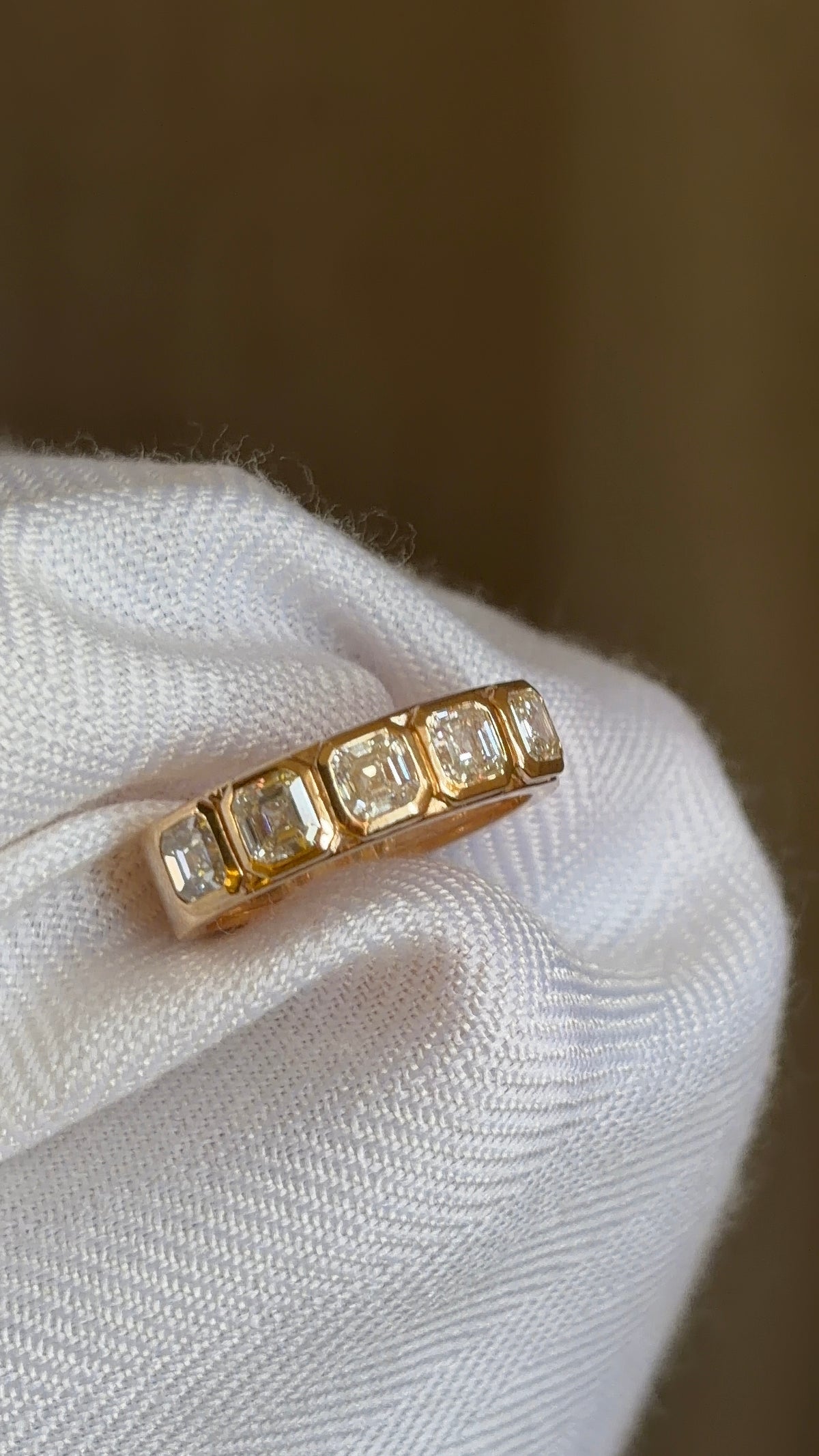 Half Eternity Bezel Asscher Cut Men’s Band